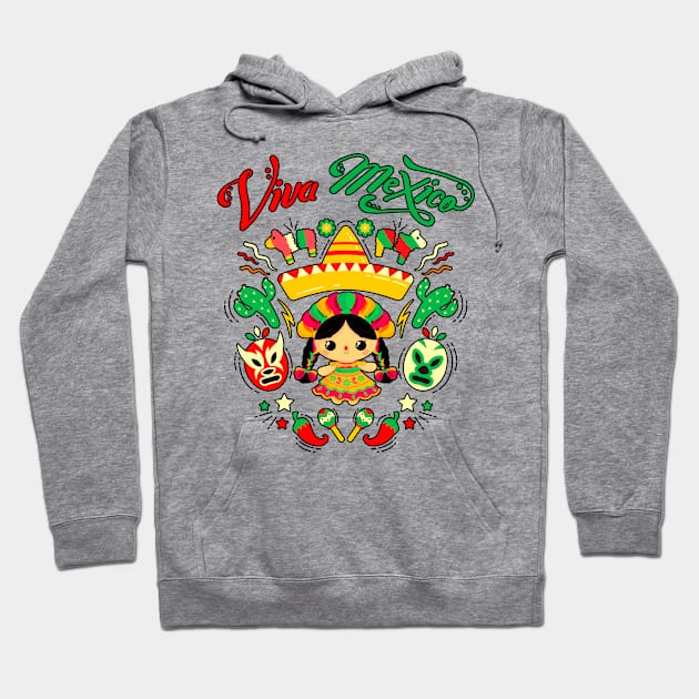 Viva Mexico Mexican Independences Day - I Love Mexico Hoodie by JennyArtist